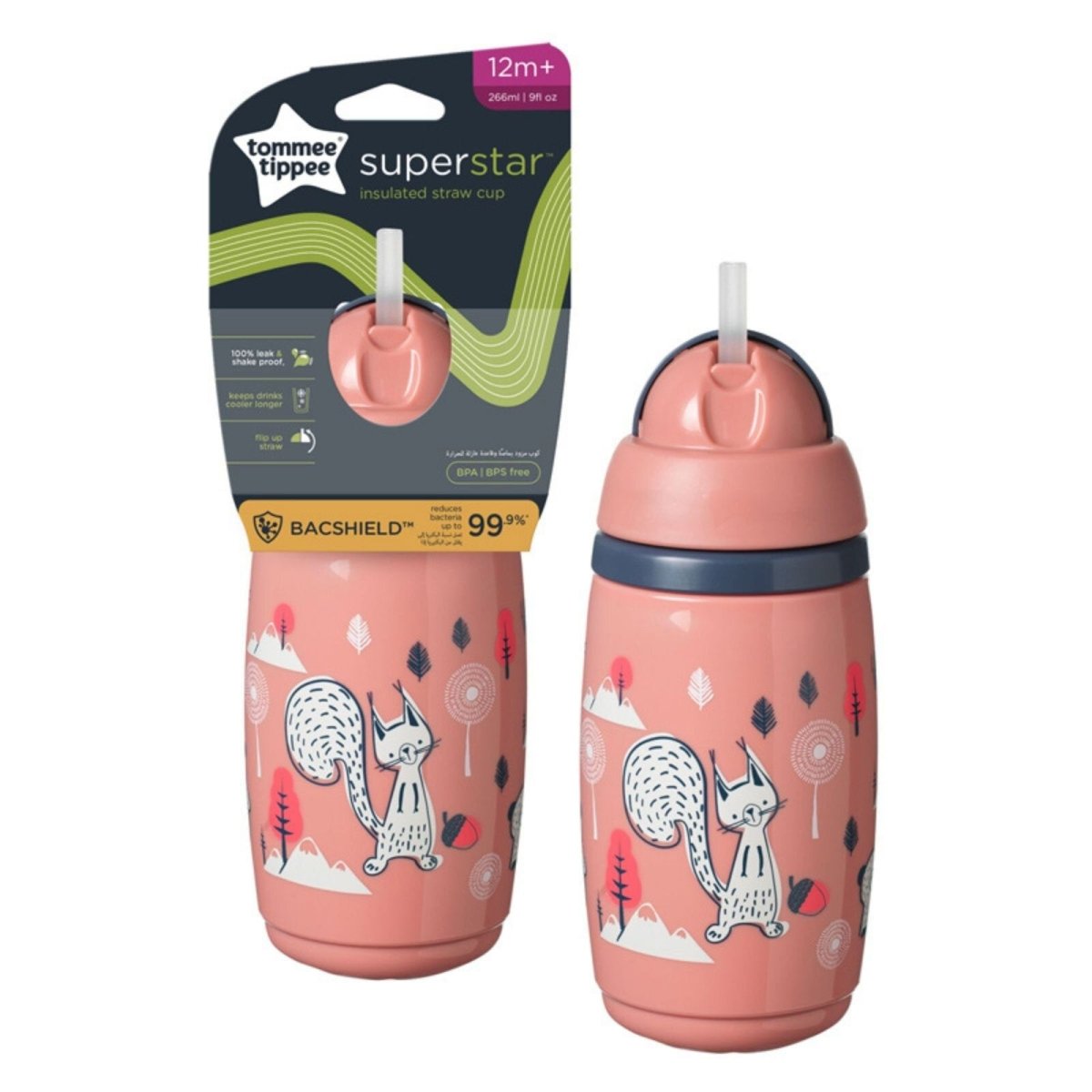 Tommee Tippee Insulated Straw 266ml 12m+ - Assorted