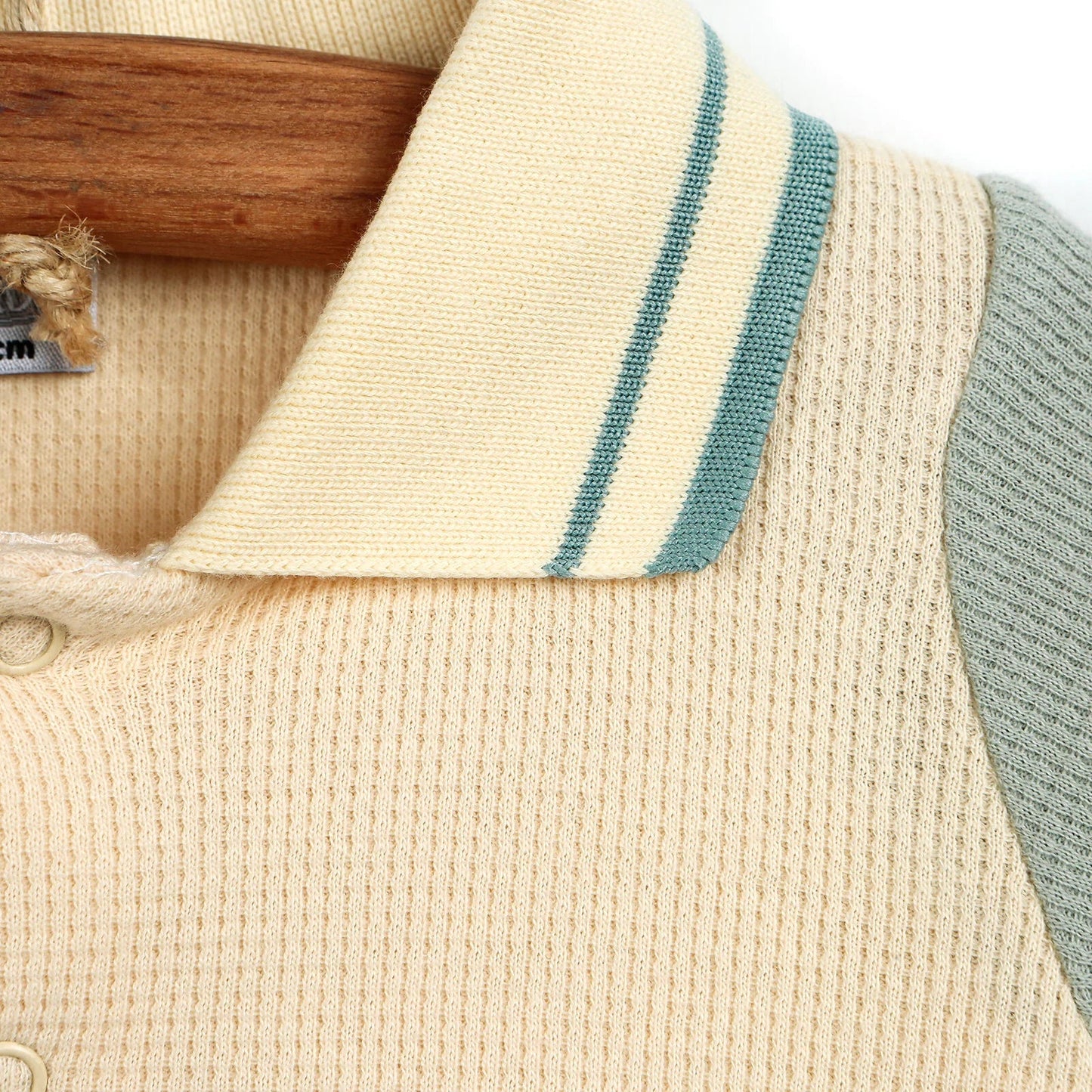 HelloBaby Newborn Polo Collar Romper - Ecru