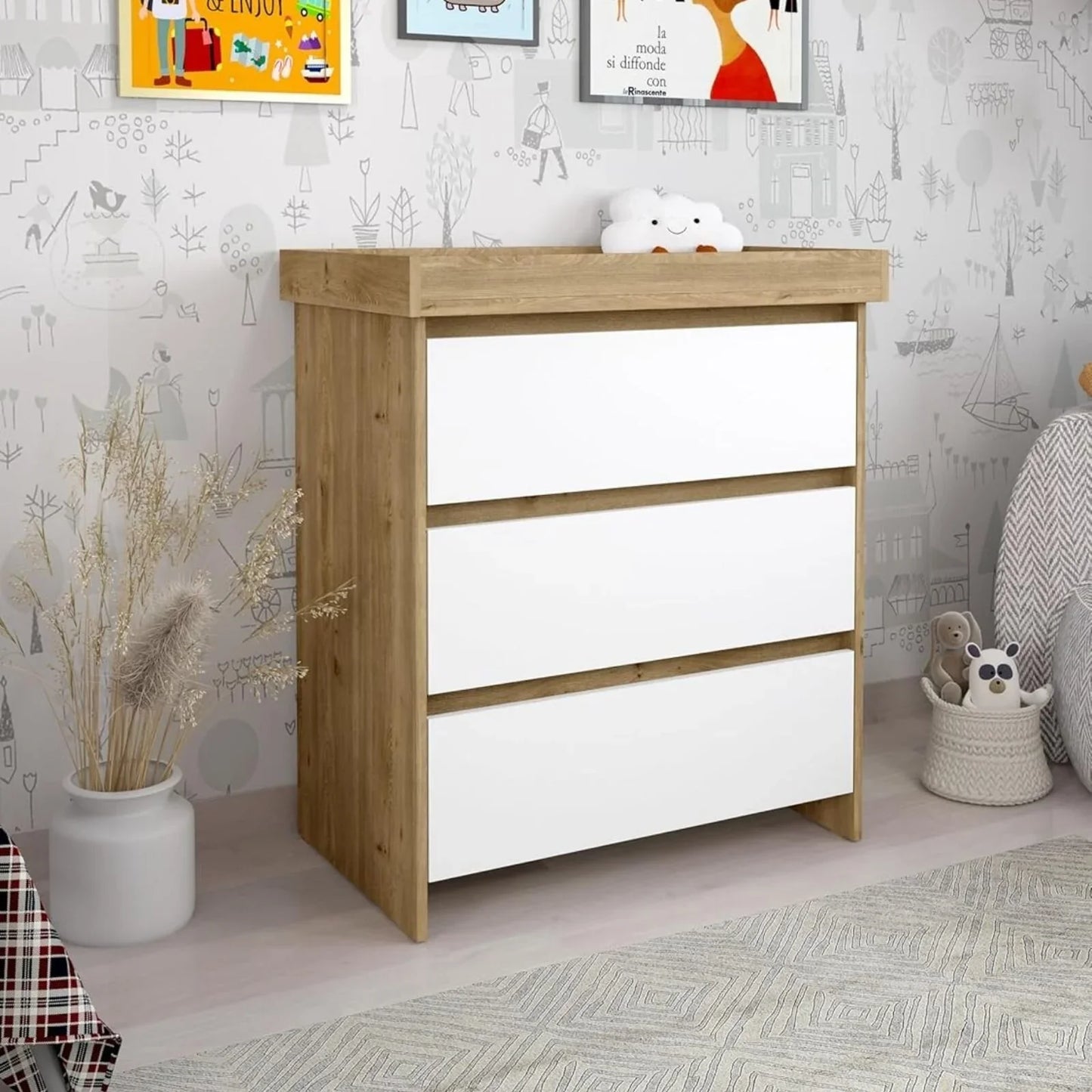 Shefa Kids 880 Baby Changing Unit - Cremona Oak/White