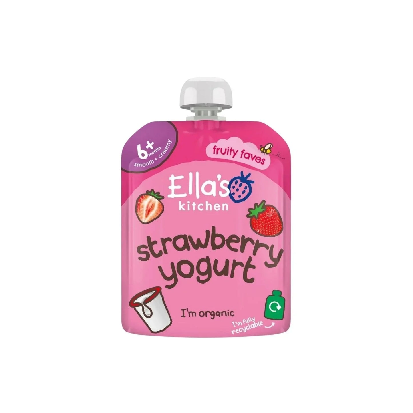 Ella's Kitchen Organic Strawberry Greek Style Yoghurt Baby Food Pouch 6+ months 90g
