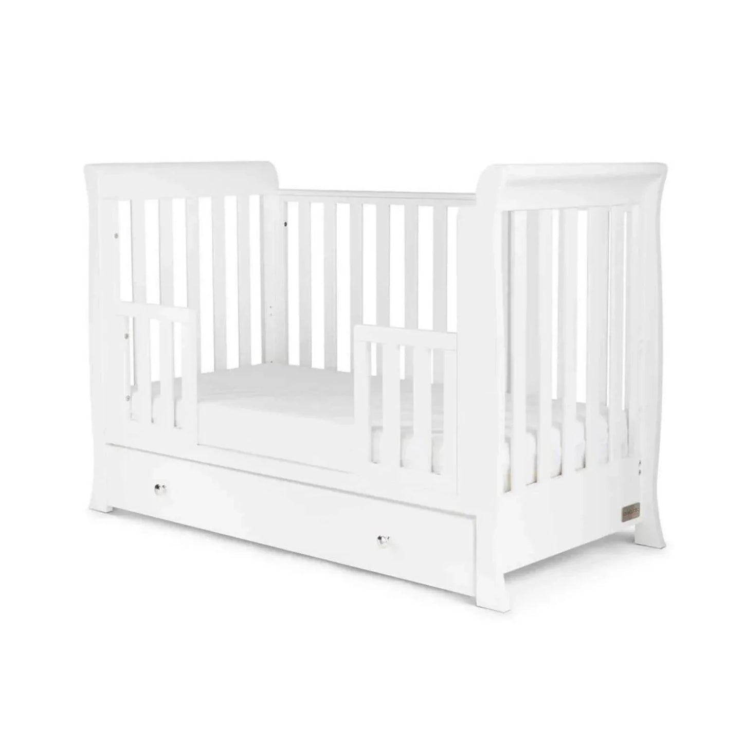 Ickle Bubba Snowdon Mini Cot Bed White - Premium Pocket Sprung Mattress