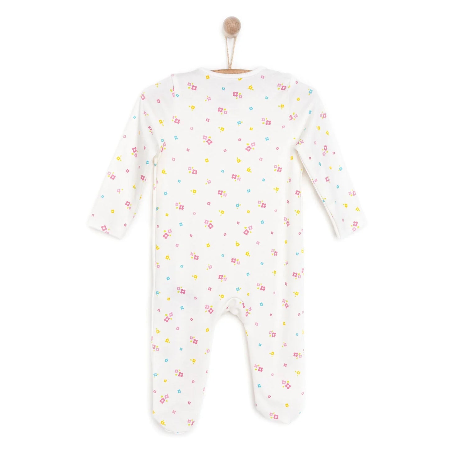 HelloBaby Newborn Girl Footed Jumpsuit - Ecru