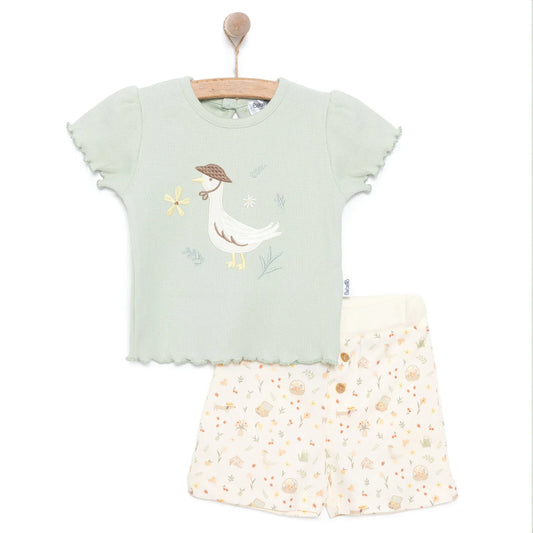 Bebetto Newborn Cute Duck Tshirt-Short - Multicolour