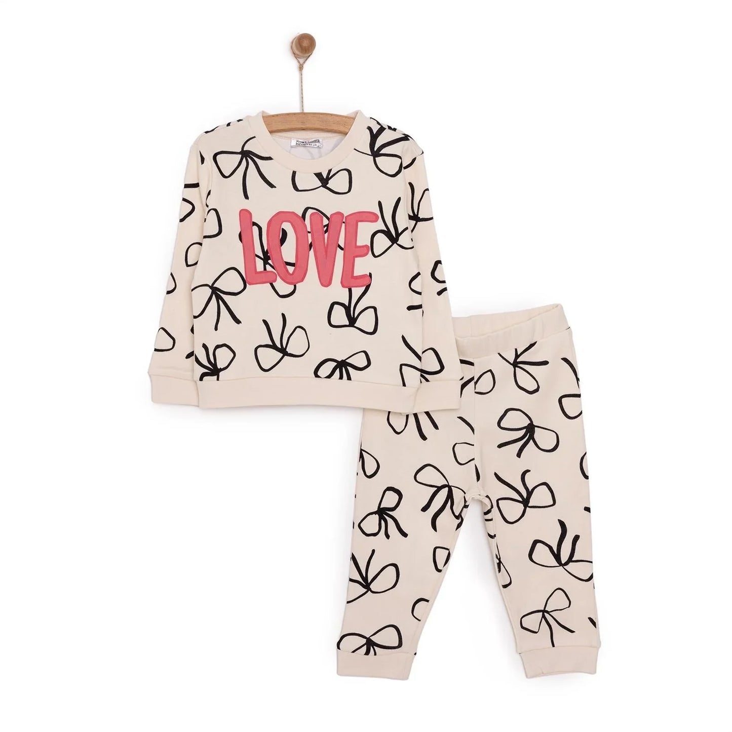 HelloBaby Basic Girl Bow Printed Jogging Set