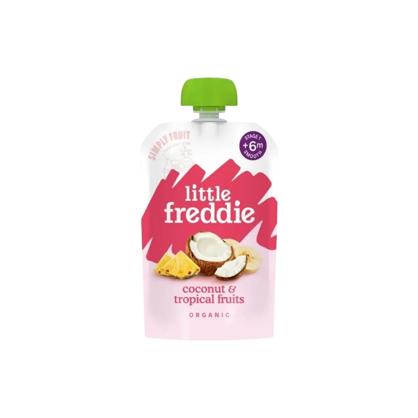 Little Freddie Organic Good for Brains Coconut & Tropical Fruits Baby Food Pouch with Omega 3 6+ months 100g