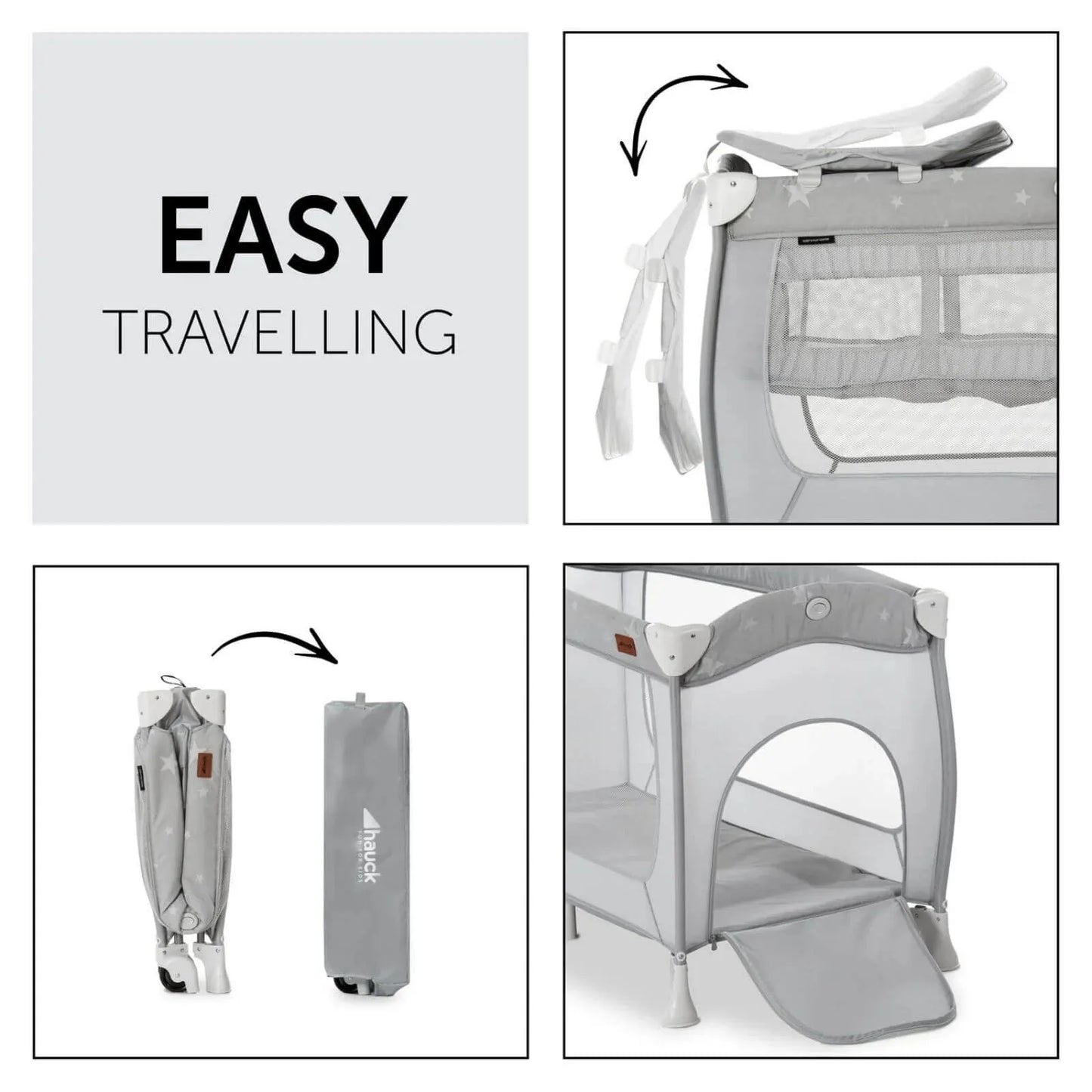 Hauck Sleep N Play Center Bassinet Travel Cot & Playpen - Stars