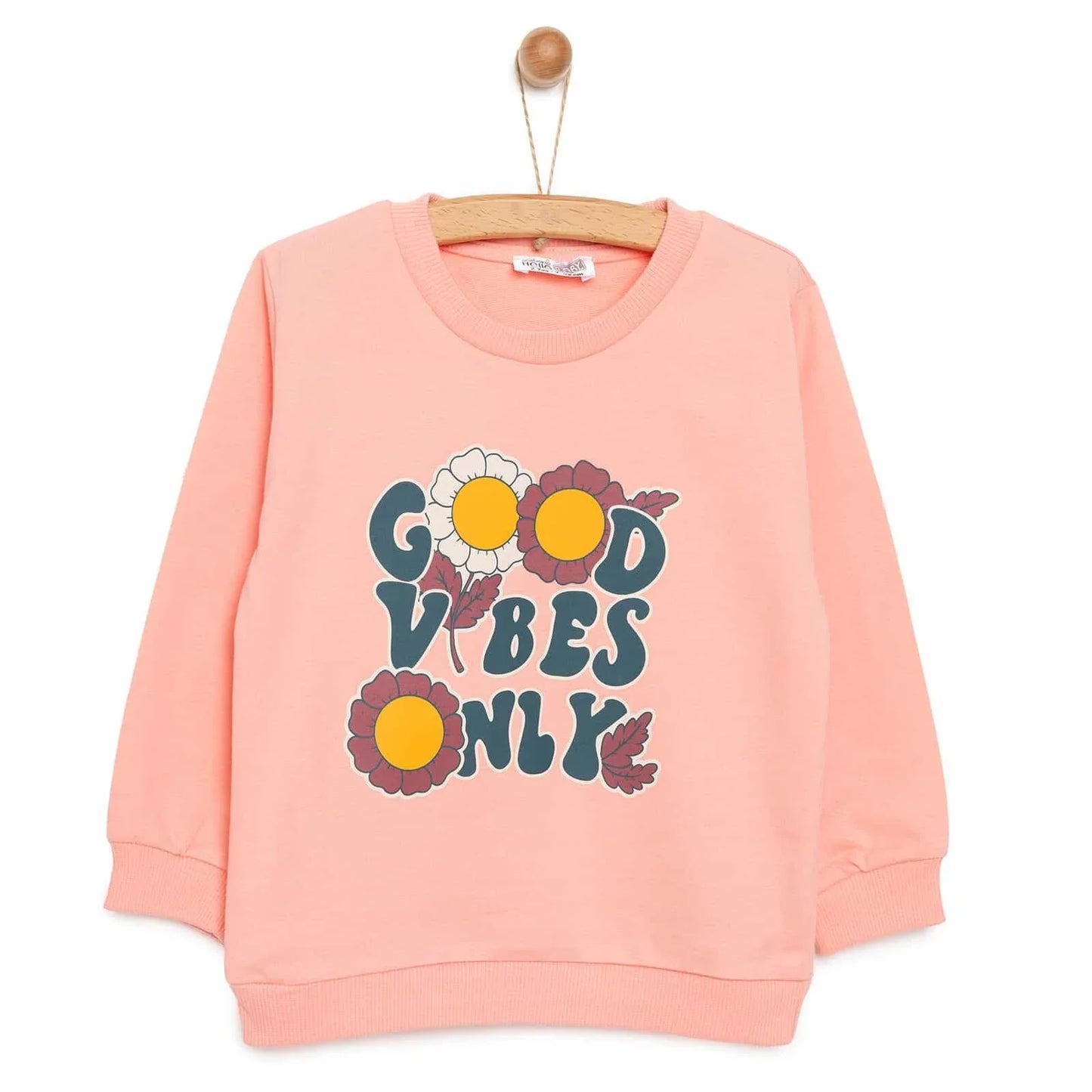HelloBaby Basic Low Raised Floral Text Printed Sweatshirt - Pink