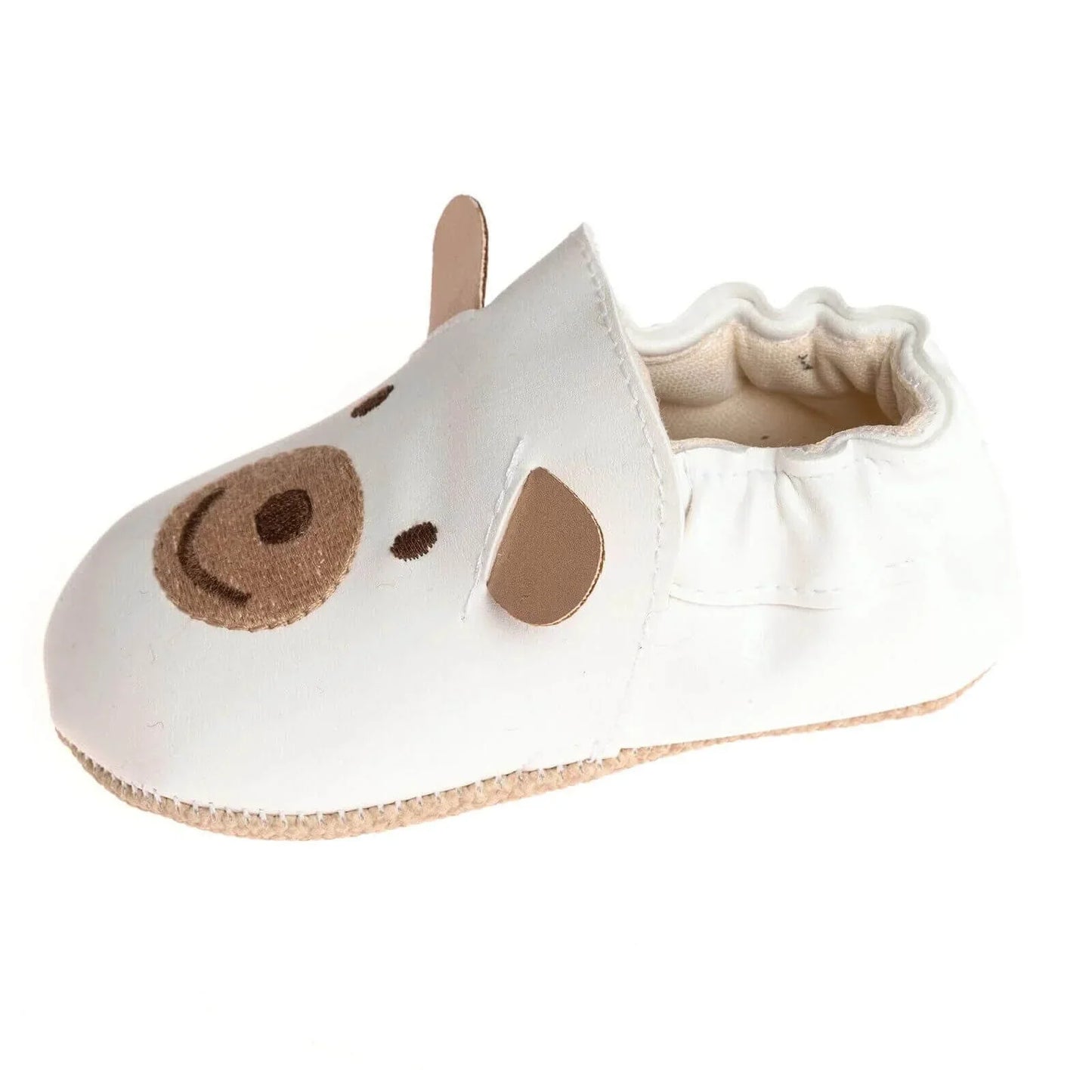 Papulin Unisex Bear Patterned Booties - White