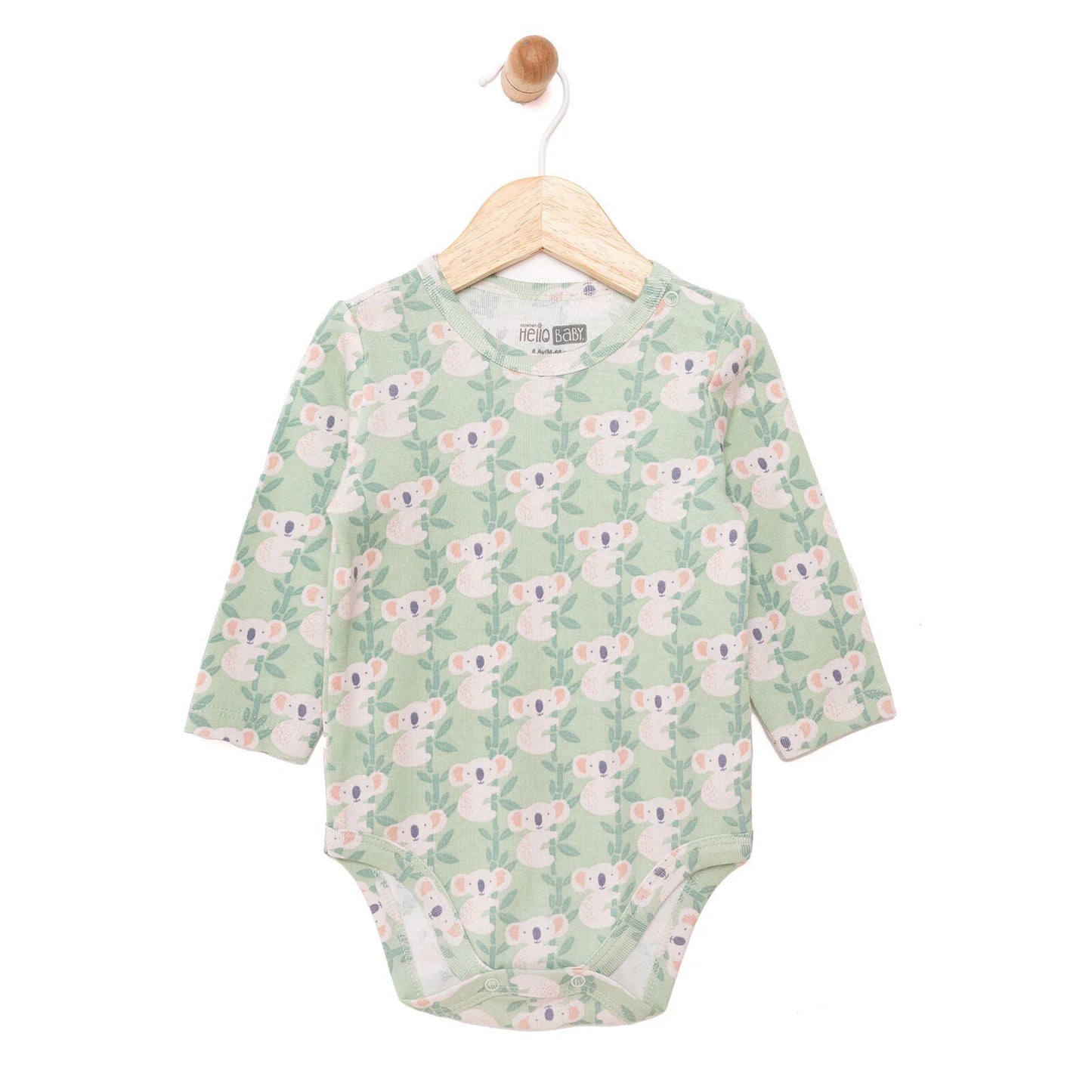HelloBaby Boy Long Sleeve Bodysuit - Light Green