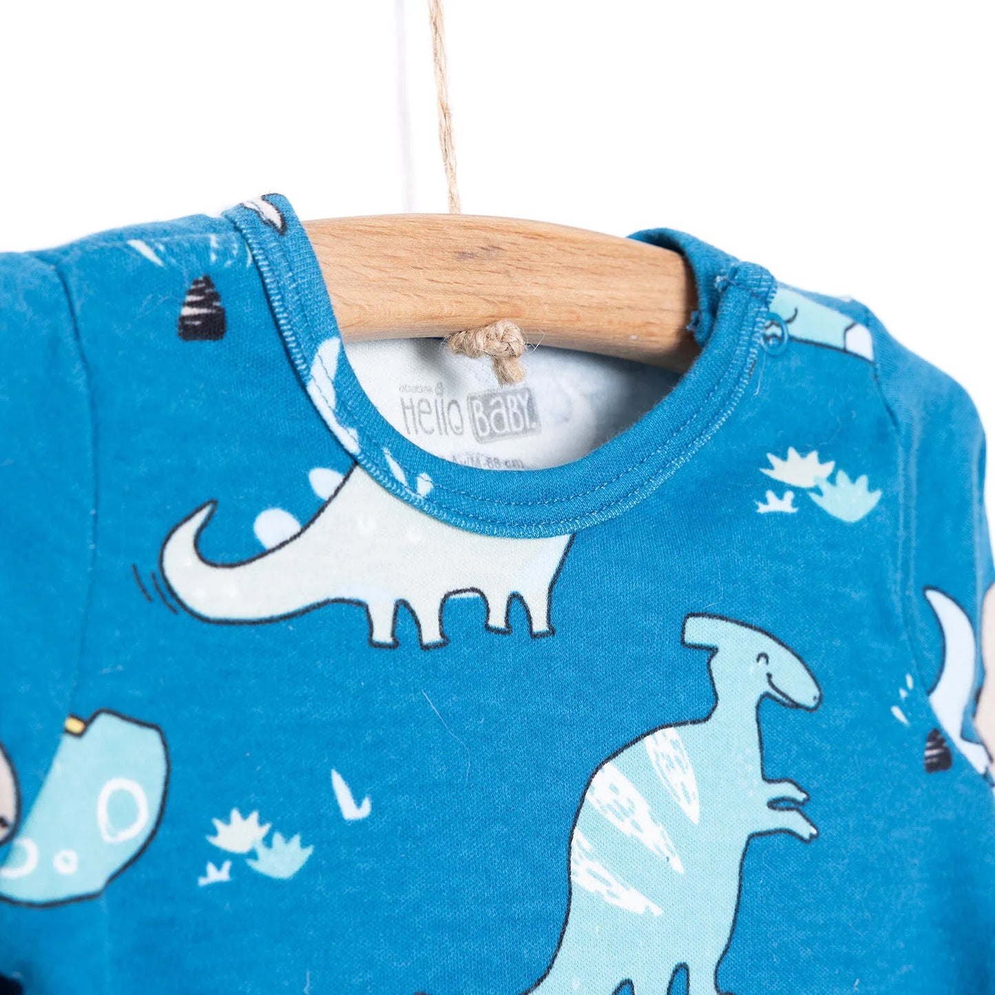 HelloBaby Boy Dino Printed Long Sleeve Bodysuit - Blue