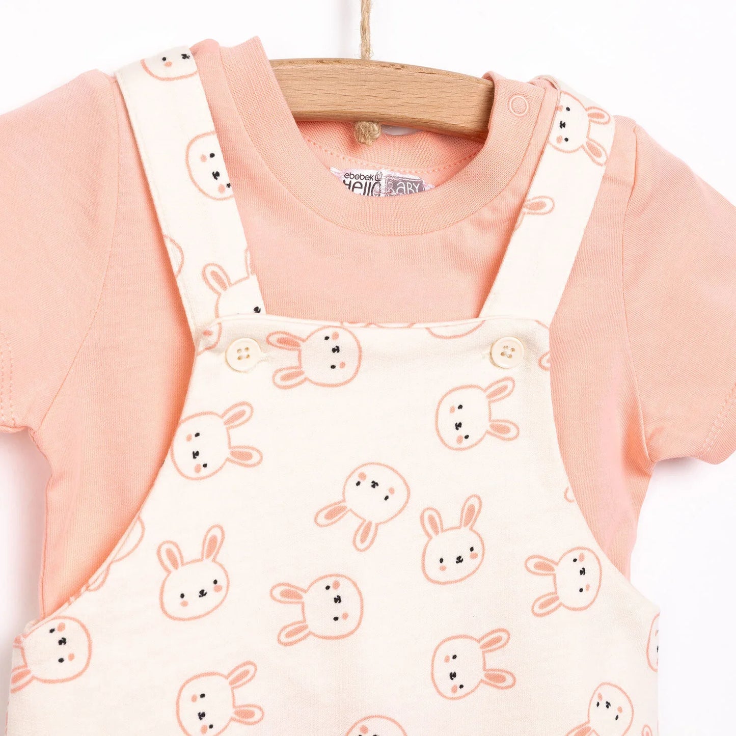 HelloBaby Girl Overalls T-shirt - Coral