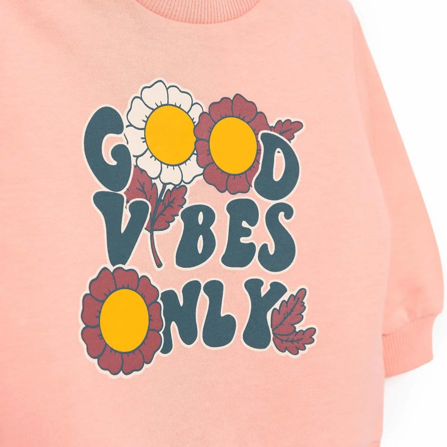 HelloBaby Basic Low Raised Floral Text Printed Sweatshirt - Pink