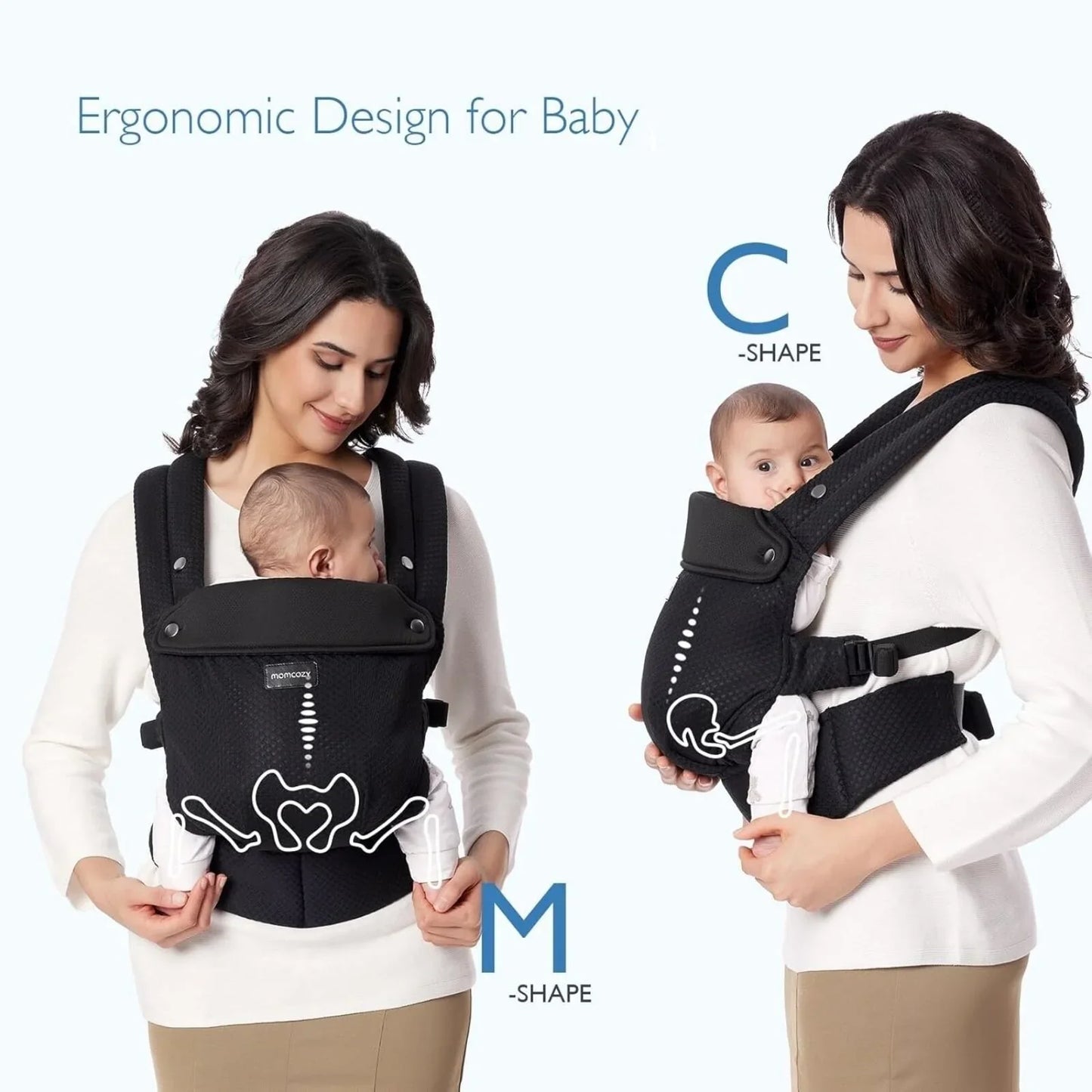 Momcozy Baby Carrier Newborn to Toddler Air Mesh - Black