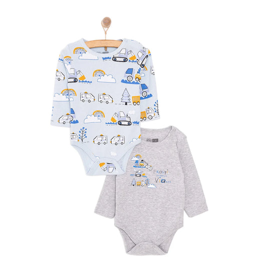 HelloBaby Boy 2-Pack Long Sleeve Bodysuit - Blue
