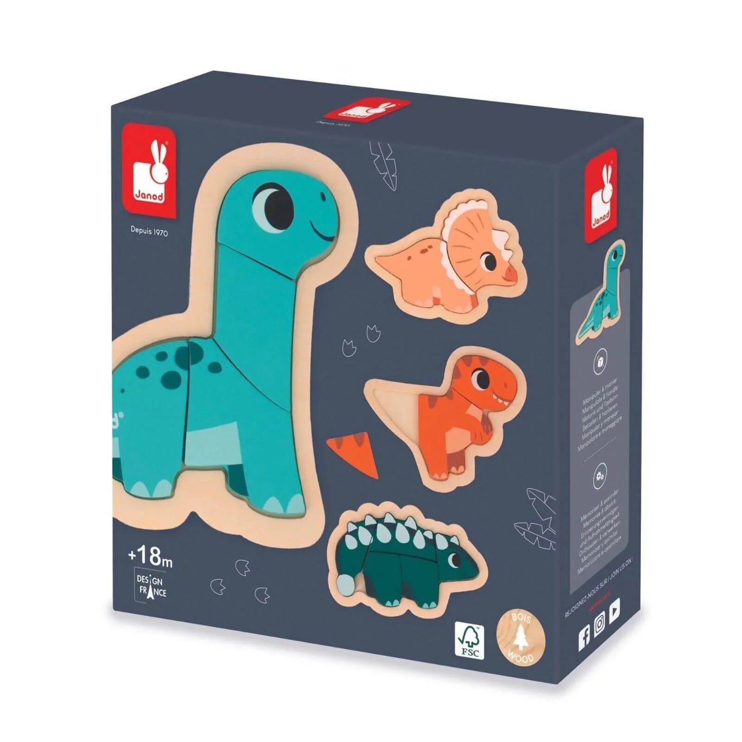 Janod 4 Progressive Puzzles Dino