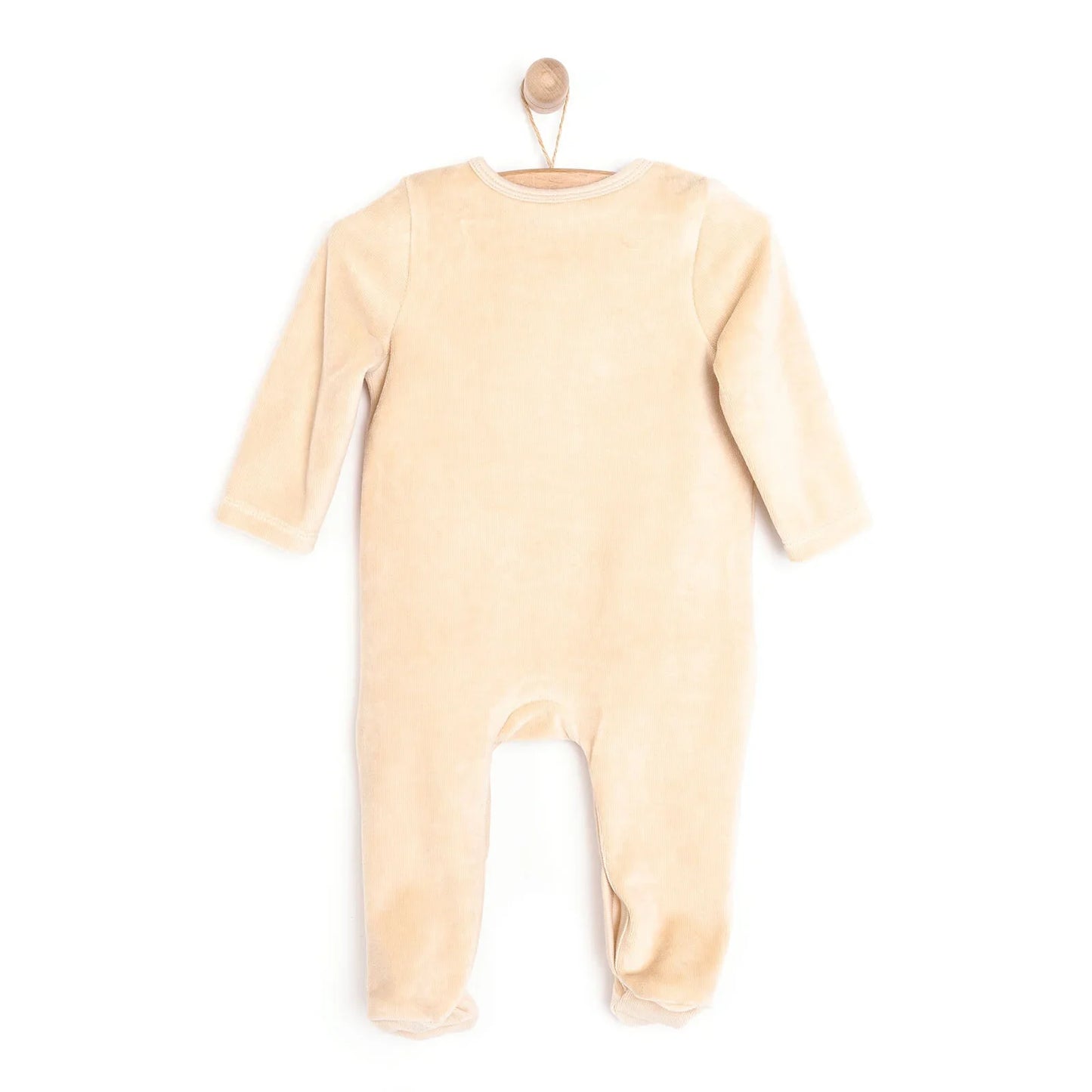HelloBaby Newborn Boy Embroidered Velvet - Light Brown