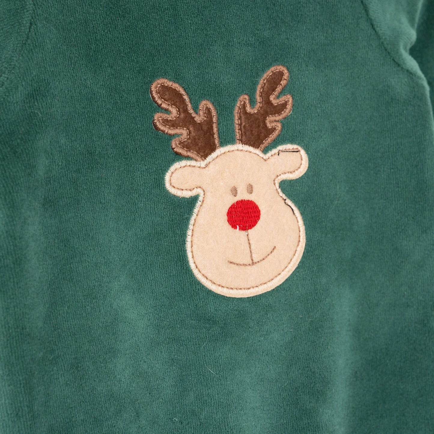 HelloBaby Newborn Unisex Embroidered Velvet Rompers - Green