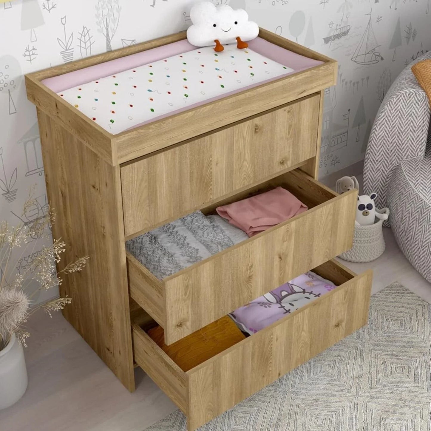 Shefa Kids 880 Baby Changing Unit - Cremona Oak