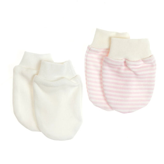HelloBaby Newborn Striped-Straight Mittens - Pink