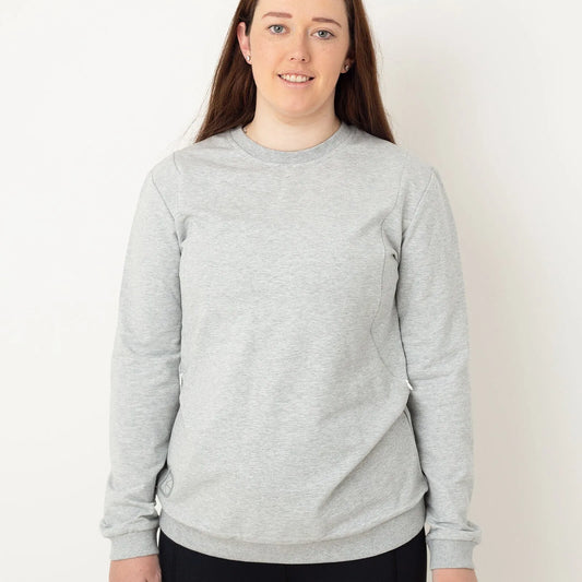 Latched Nursing Crew Sweatshirt - Grey