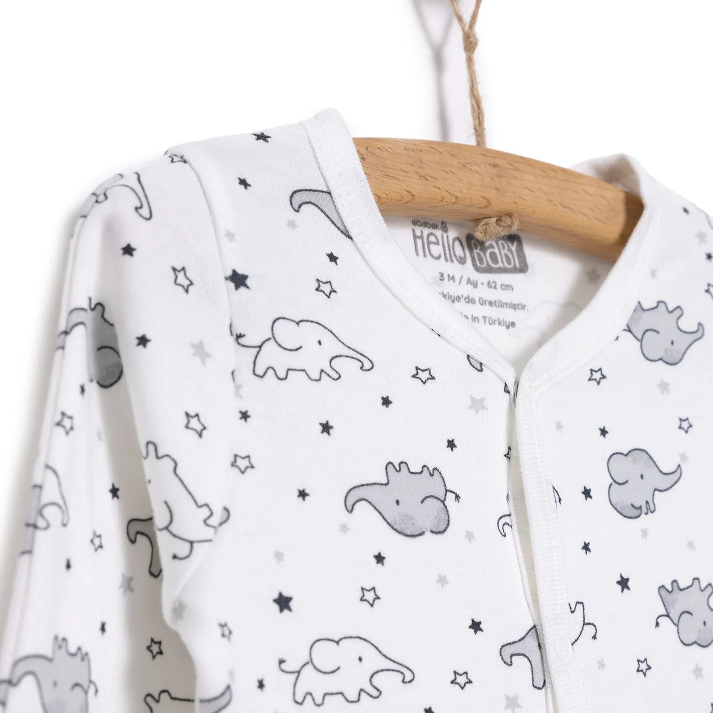 HelloBaby Newborn Baby Cute Elephant Jumpsuit - Ecru