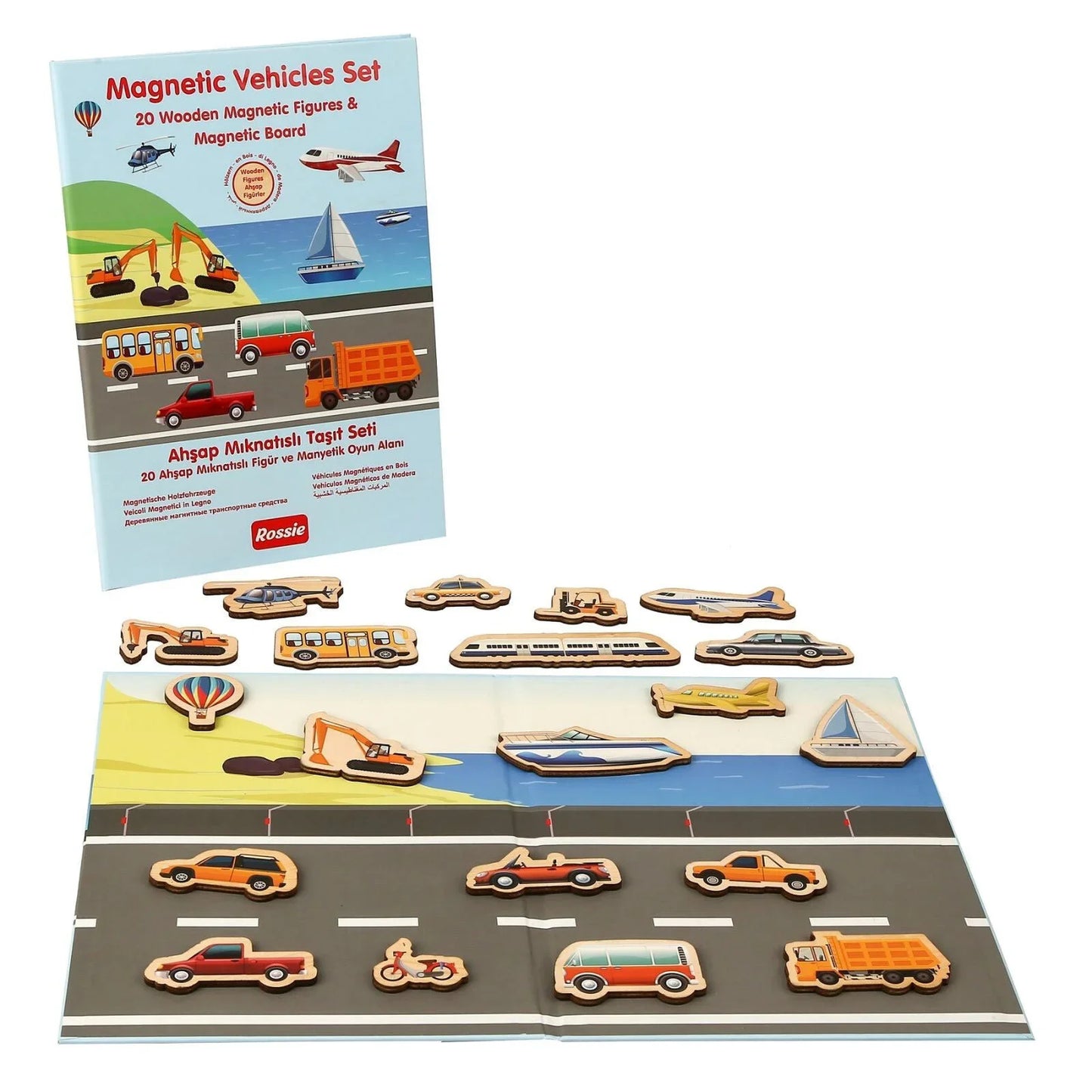 Rossie Wooden Magnetic Vehicle Playset