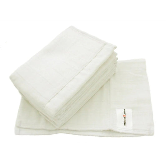 MuslinZ 6 Pcs Muslin Prefold - White
