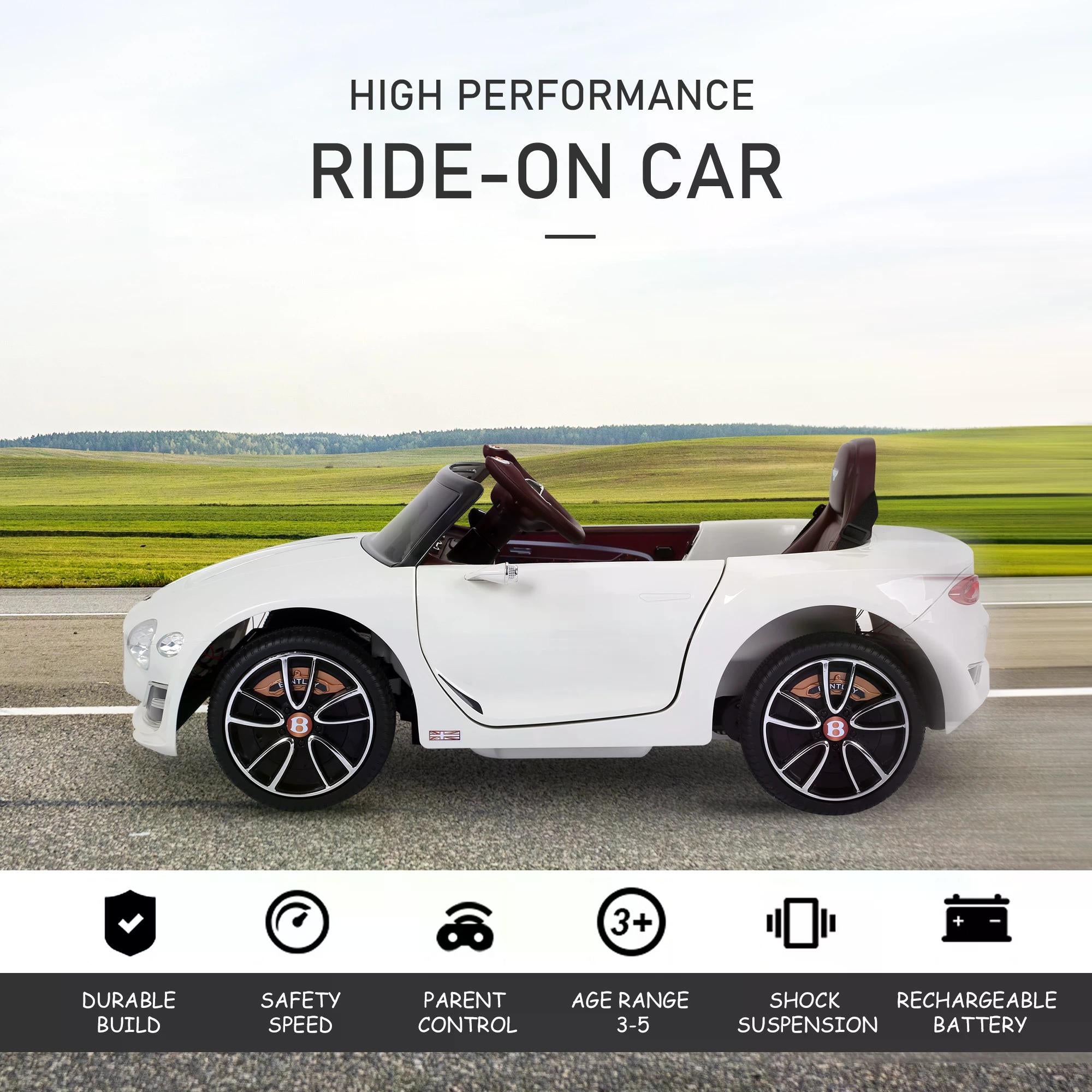 Bentley Kiddie Cruiser: 12V Ride-On with LED Illumination, MP3 Player, Youthful Thrill on Wheels, White | HOMCOM-5
