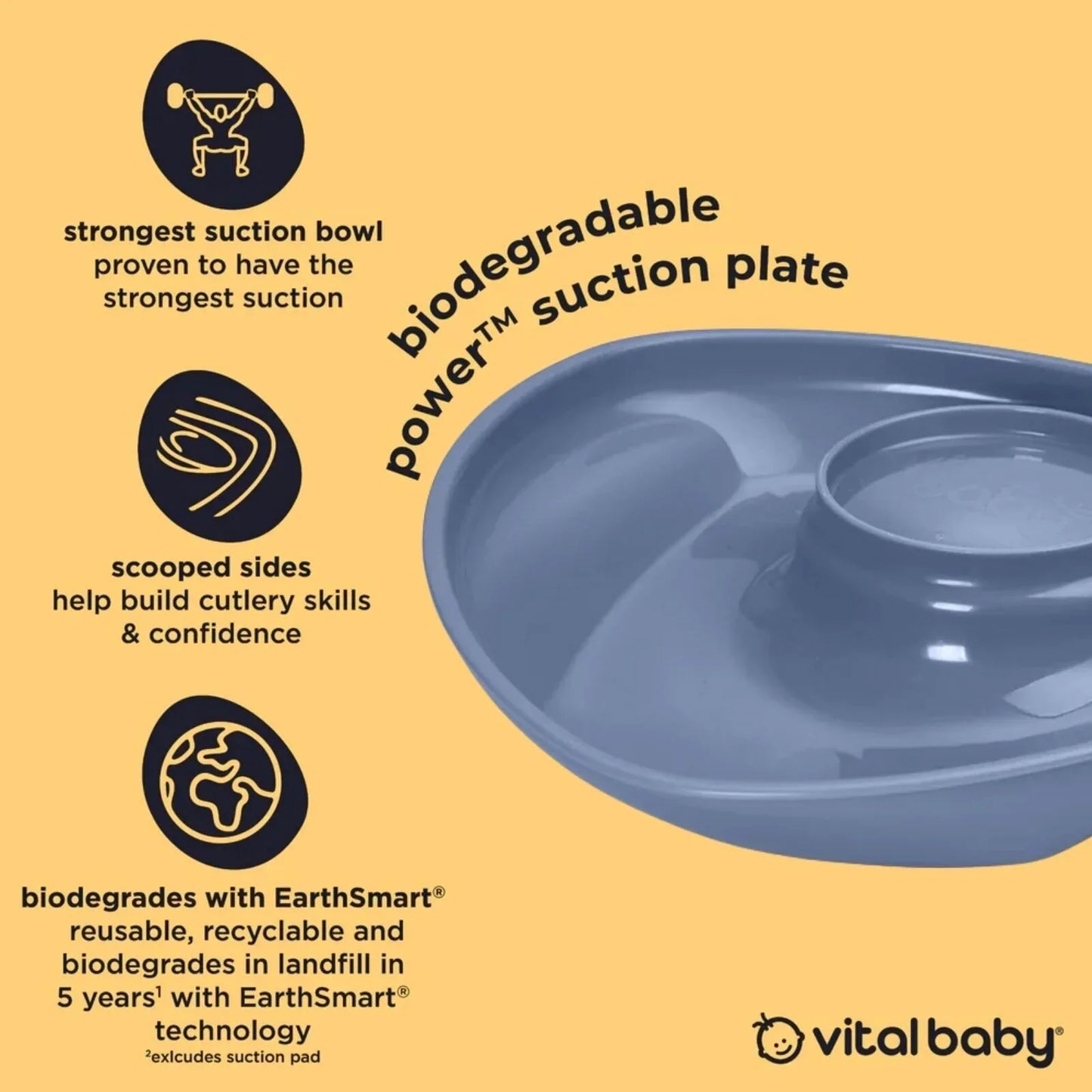 Vital Baby Nourish Power Suction Plate - Natural Grape