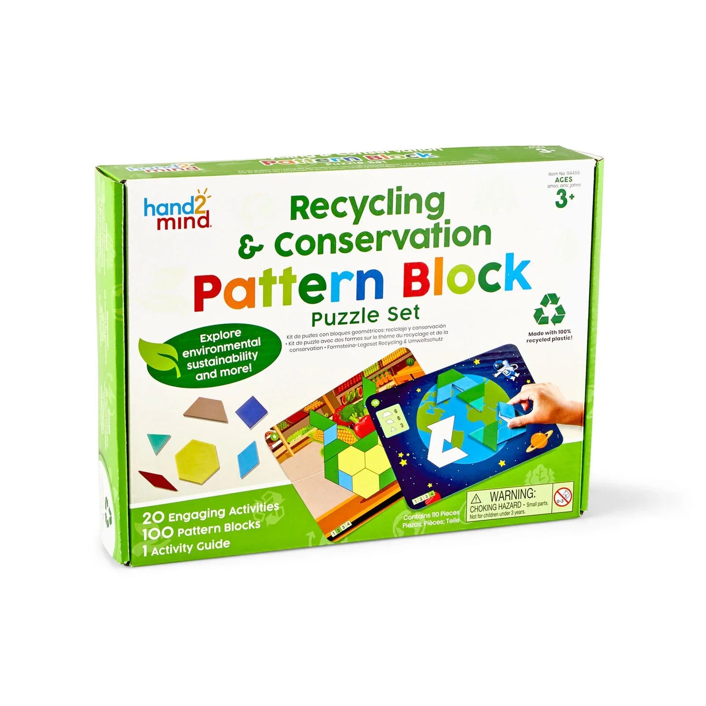 hand2Mind Recycling & Conservation Pattern Block Puzzle Set