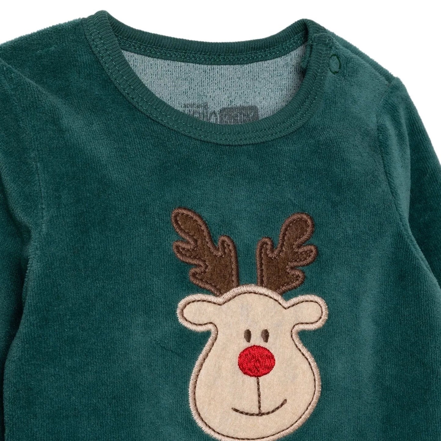 HelloBaby Boys Long Sleeve Bodysuit Christmas with Poppers Crew Neck Long Sleeve - Green