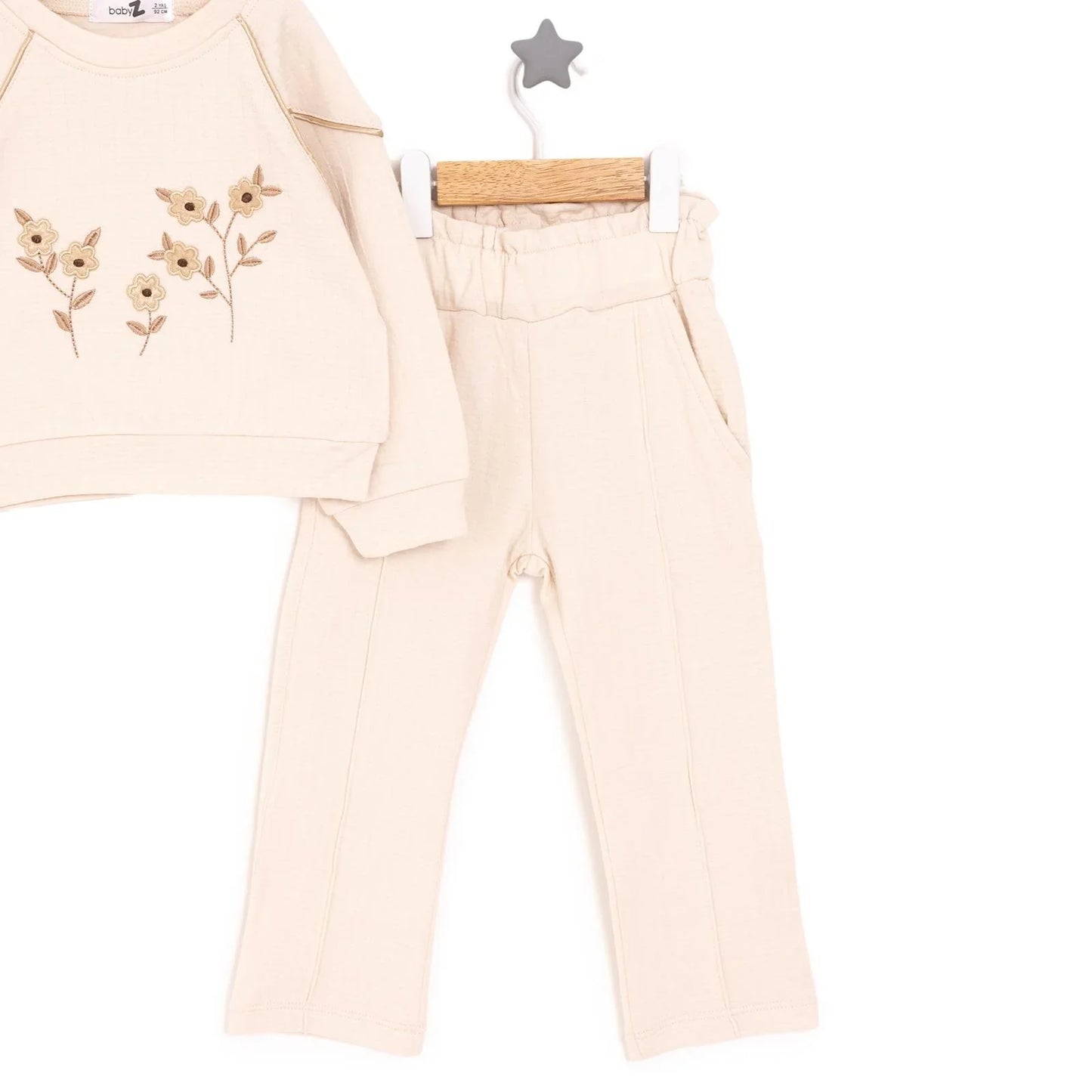 BabyZ Pretty Girl Girl Sweatshirt-Pants - Beige