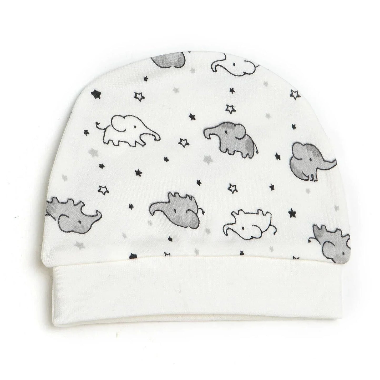 HelloBaby Newborn Baby Cute Elephant Romper Baby and Hat Set 3 pcs - Ecru