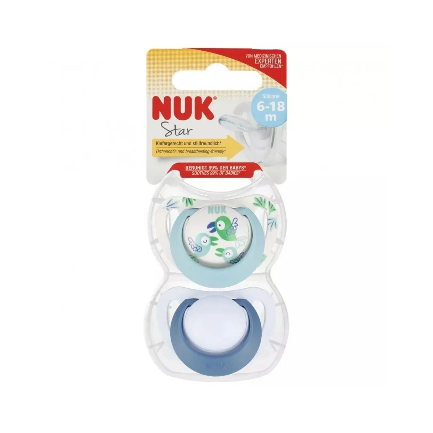 NUK Star Soother 6-18 months Pack of 2 - Blue