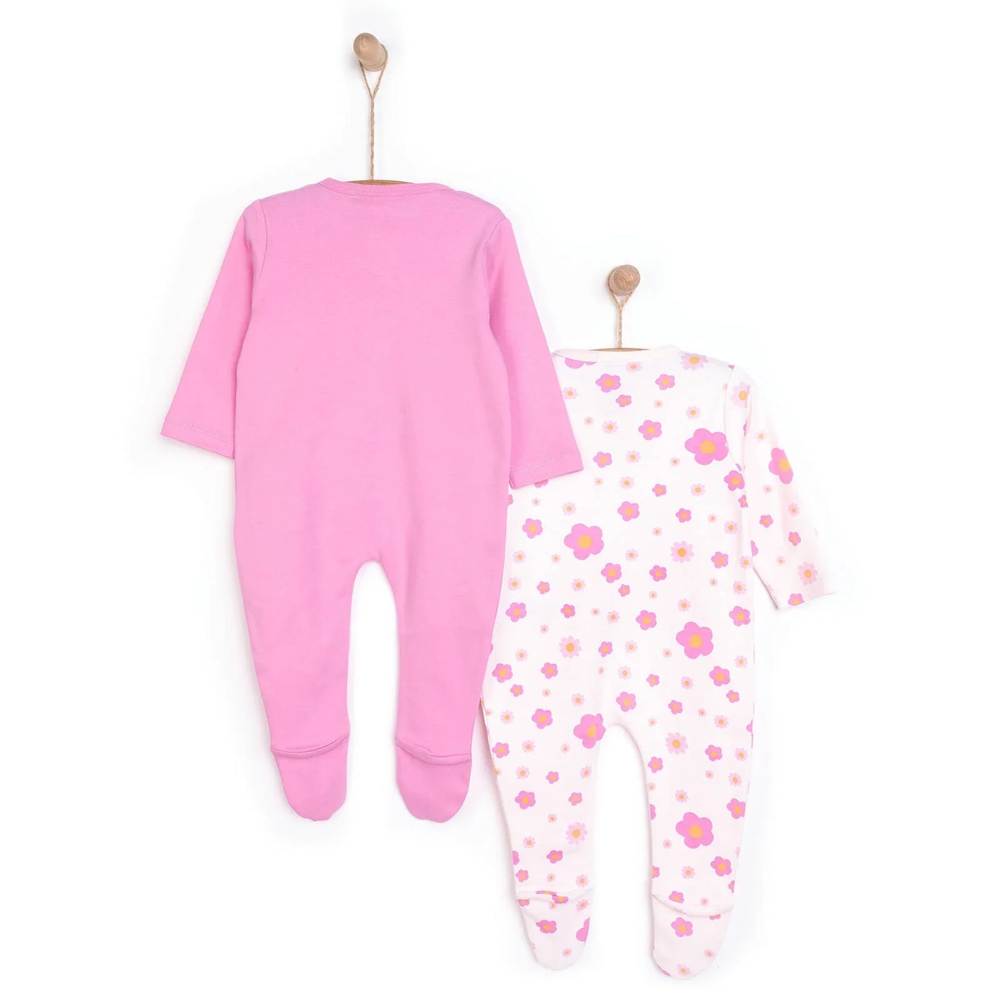 HelloBaby Newborn Girl Footed Jumpsuit - Pink