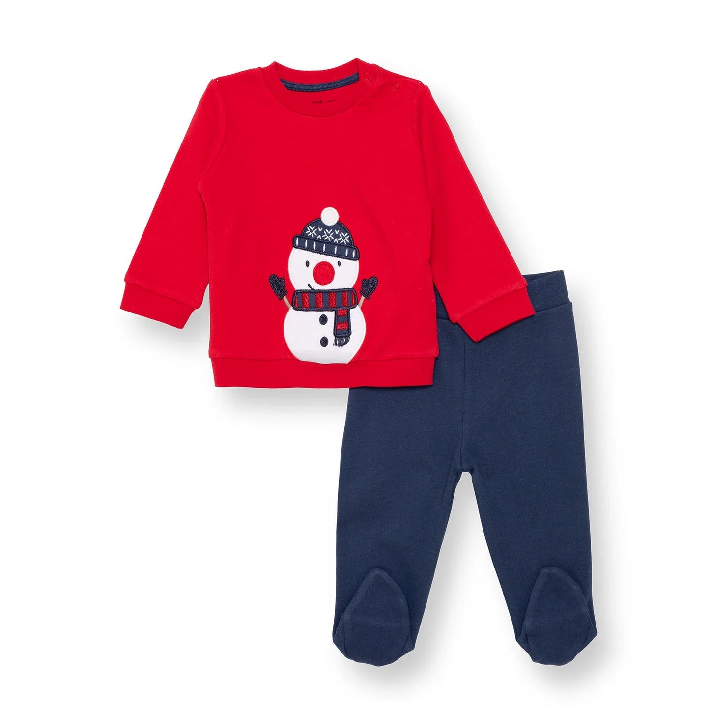 HelloBaby My First Christmas Newborn Boy Sweatshirt-Footed Bottom - Red
