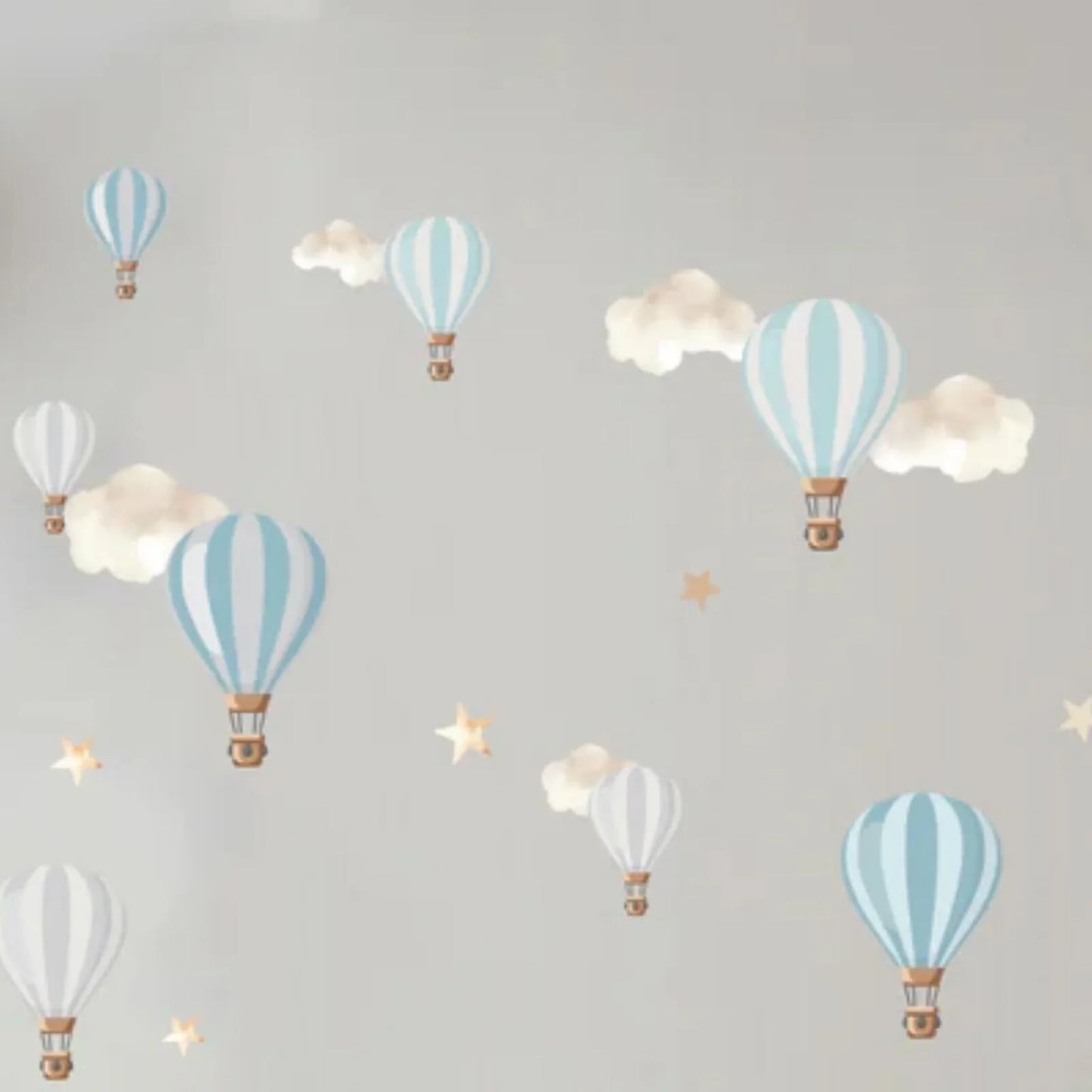 Live Vida Hot Air Balloons Wall Stickers A5 - Blue & Grey