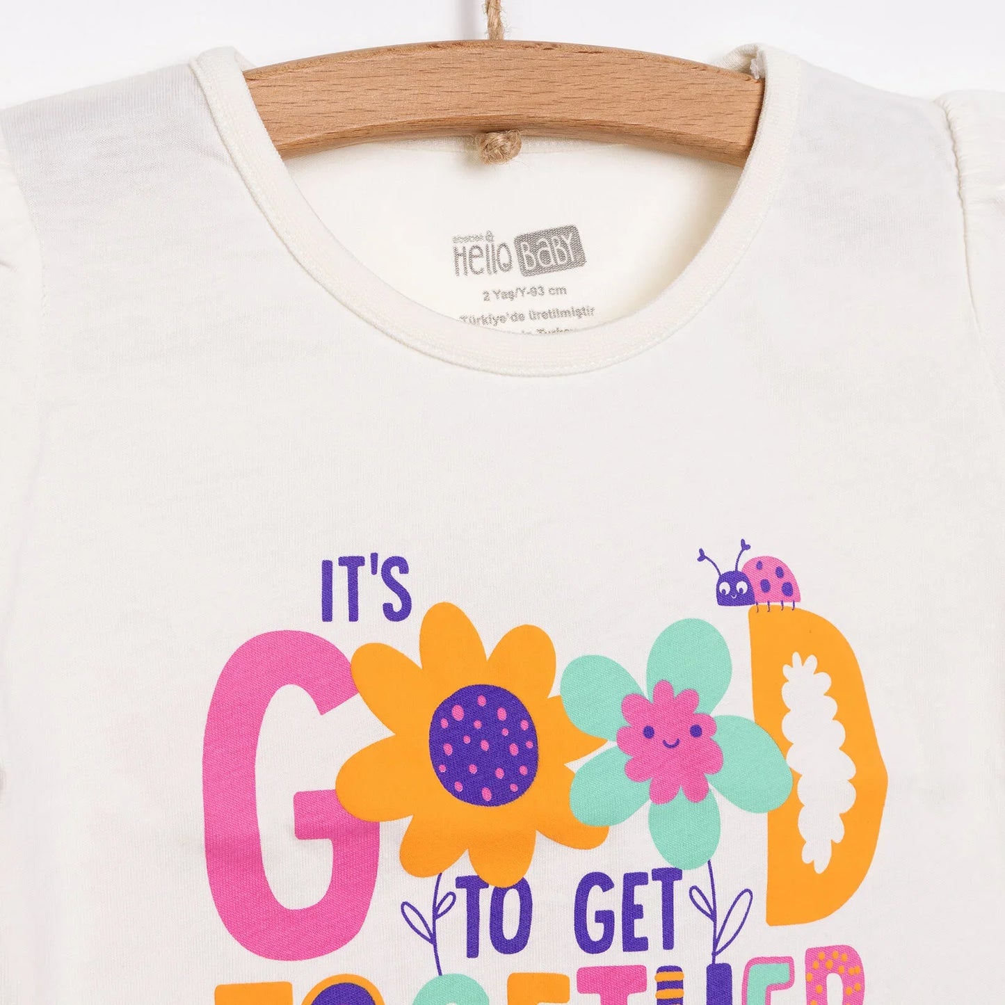 HelloBaby Basic Girl Text Patterned T-shirt - Ecru