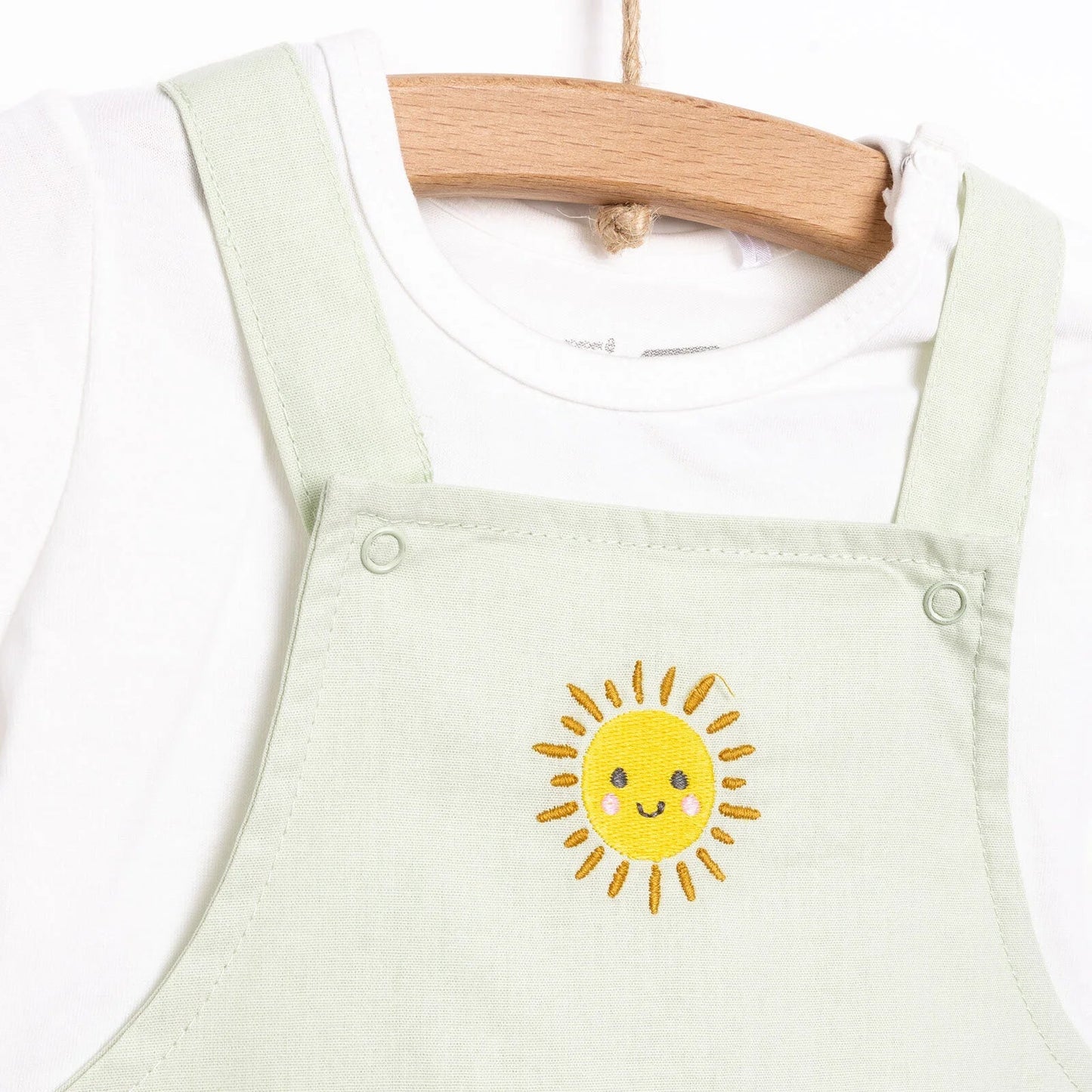 HelloBaby Girl Overall Shorts & T-shirt - Green