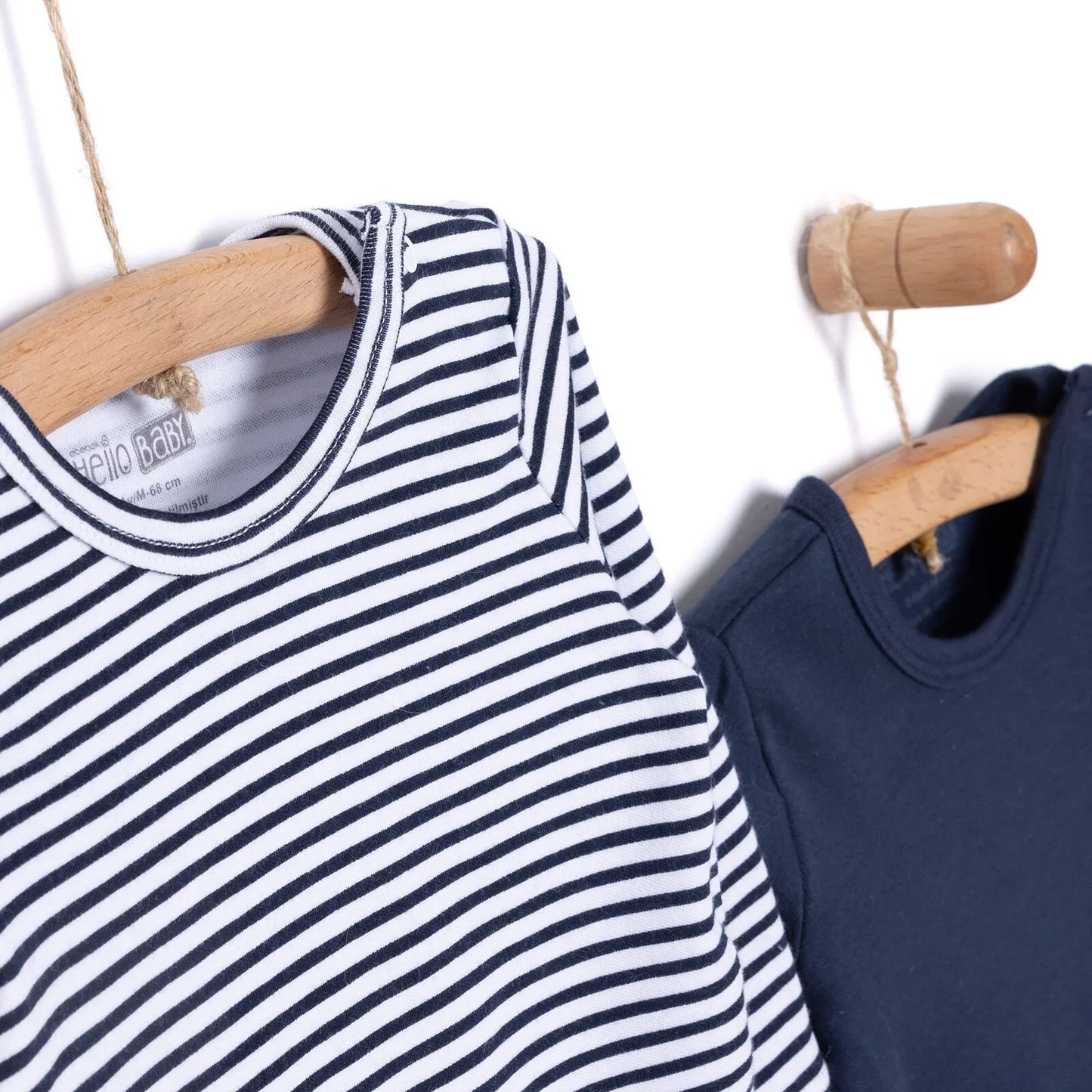 HelloBaby Boy 2-Pack Long Sleeve Bodysuit - Navy Blue