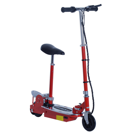 HOMCOM 120W Teens Foldable Kids Powered Scooters 24V Rechargeable Battery Adjustable Ride on Outdoor Toy in Red-0