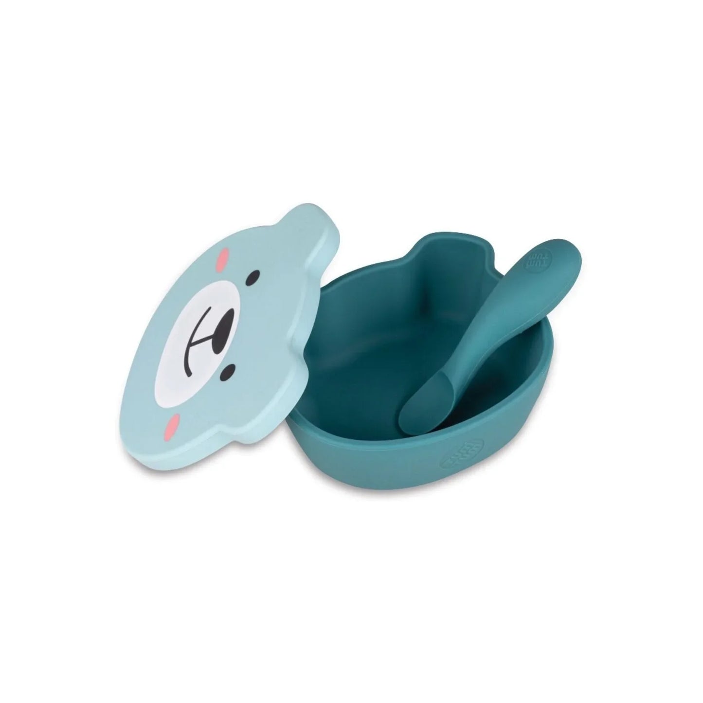 TUM TUM Silicone Weaning Bowl & Spoon Set Boris Bear - Blue
