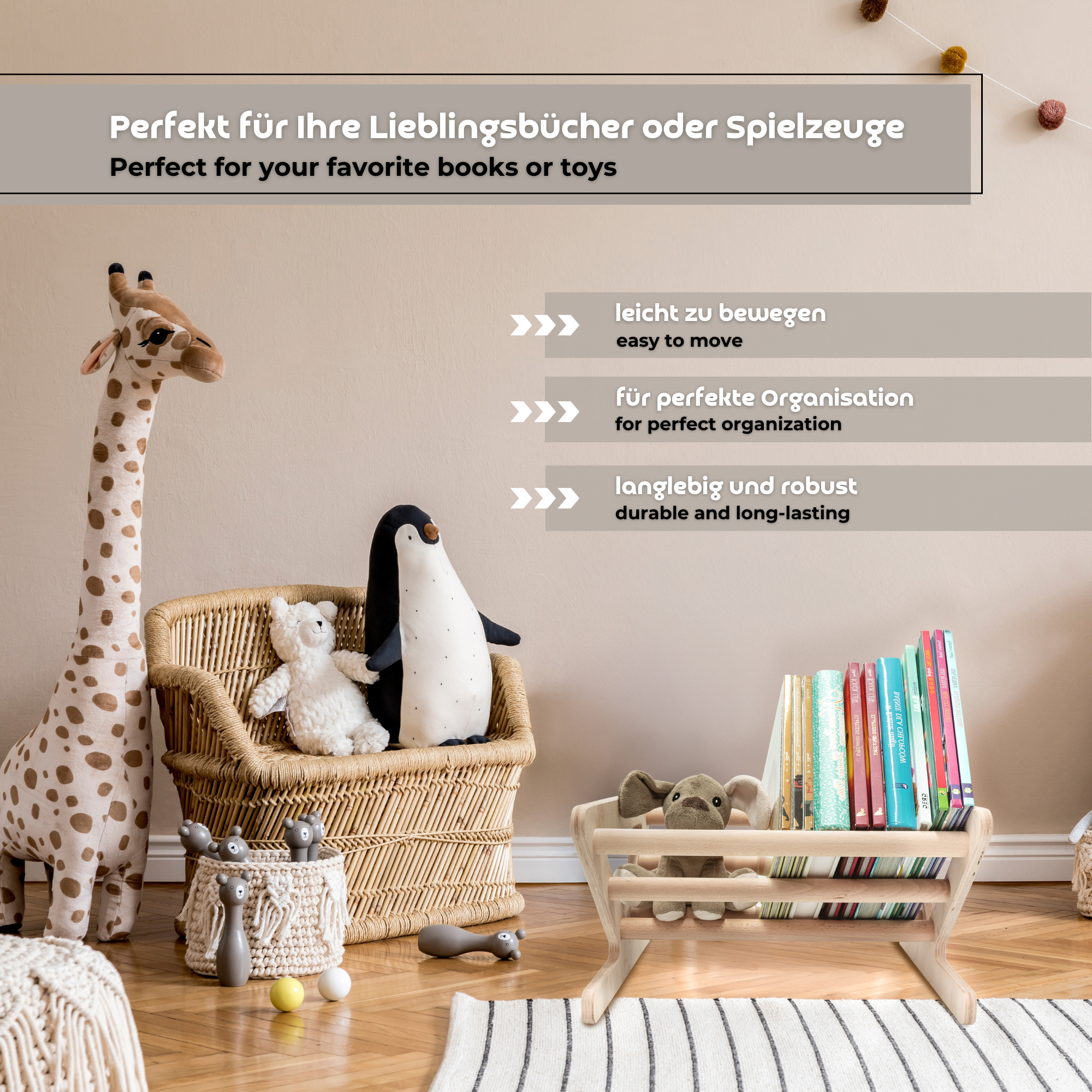 MAMOI® Children's bookcase and cabinet, Small wall bookcase, Bookshelves and children's room furniture, Montessori bookcases for children-4