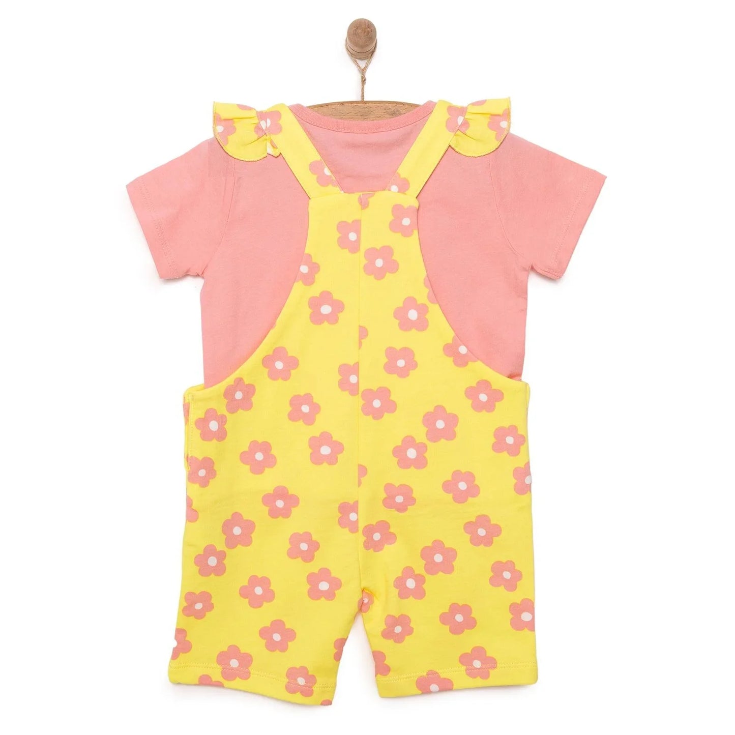 HelloBaby Girl Flowers Patterned Overall - Salmon
