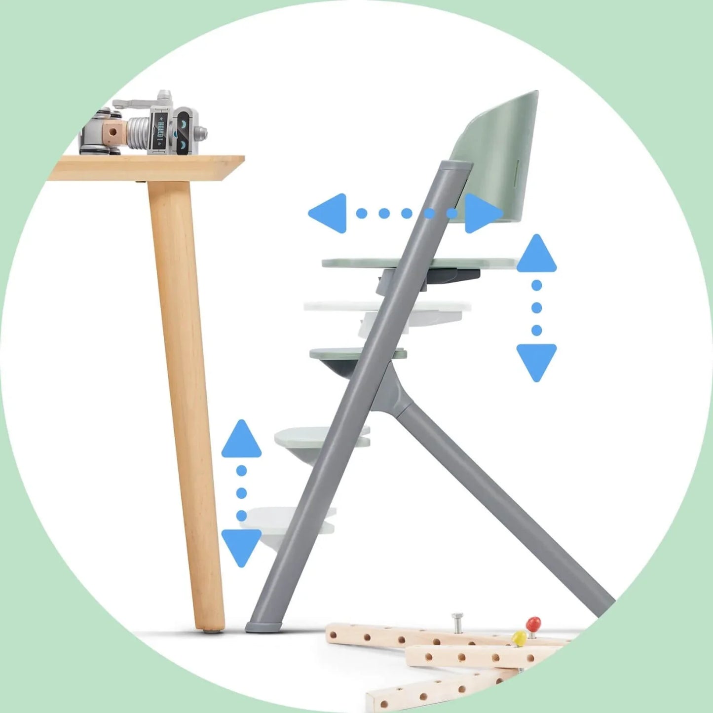 Kinderkraft Livy Highchair with Tray - Olive Green