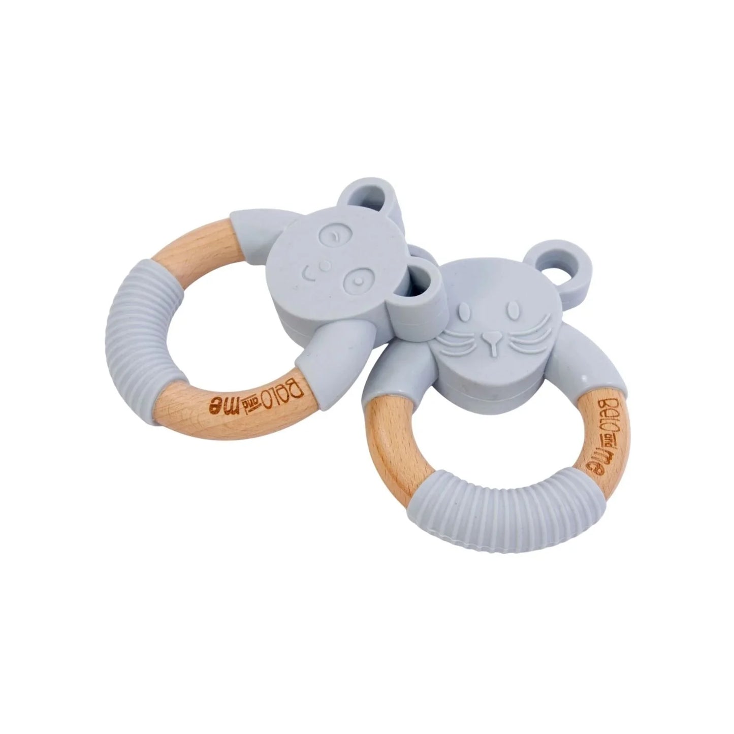 Belo&Me Monty Mouse Animal Wood Teether 3+ months - Blue