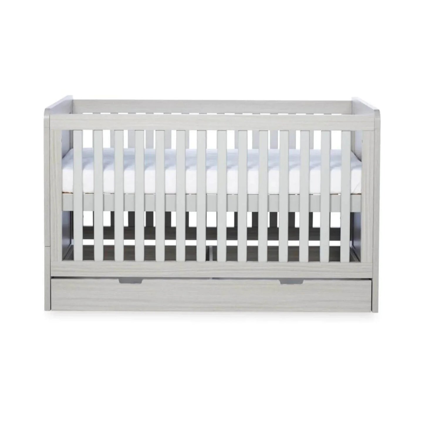 Ickle Bubba Pembrey Cot Bed & Under Drawer Ash Grey - Fibre Mattress
