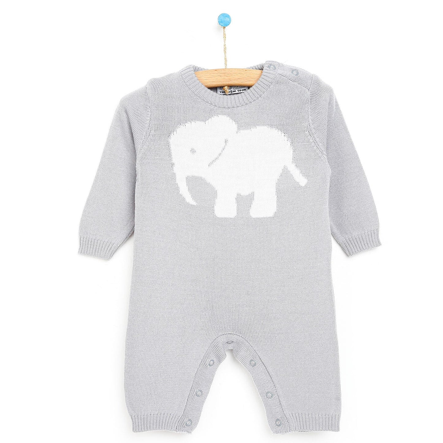 HelloBaby Newborn Knit Baby Elephant Jumpsuit - Grey