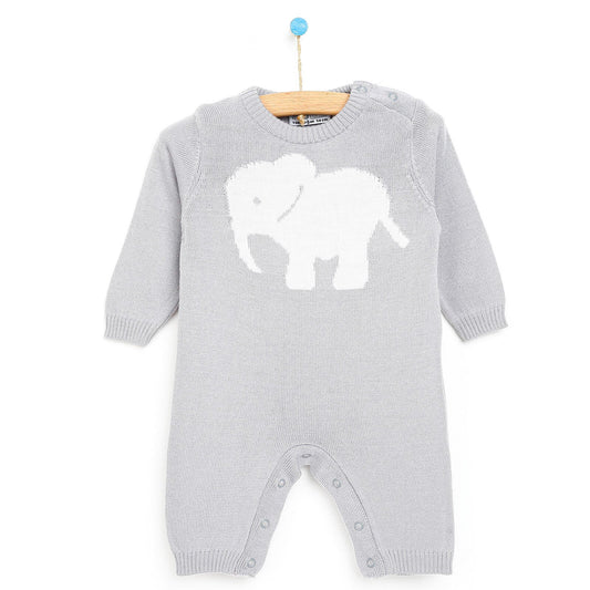 HelloBaby Newborn Knit Baby Elephant Jumpsuit - Grey