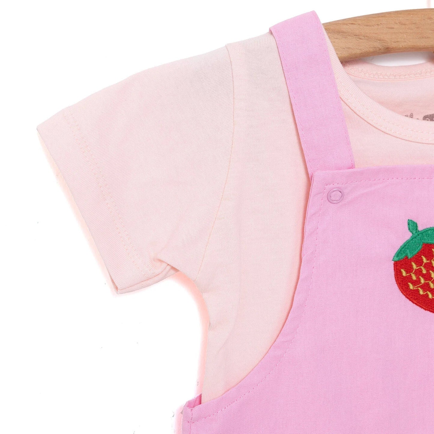 HelloBaby Girl Overall Shorts-T-shirt - Pink